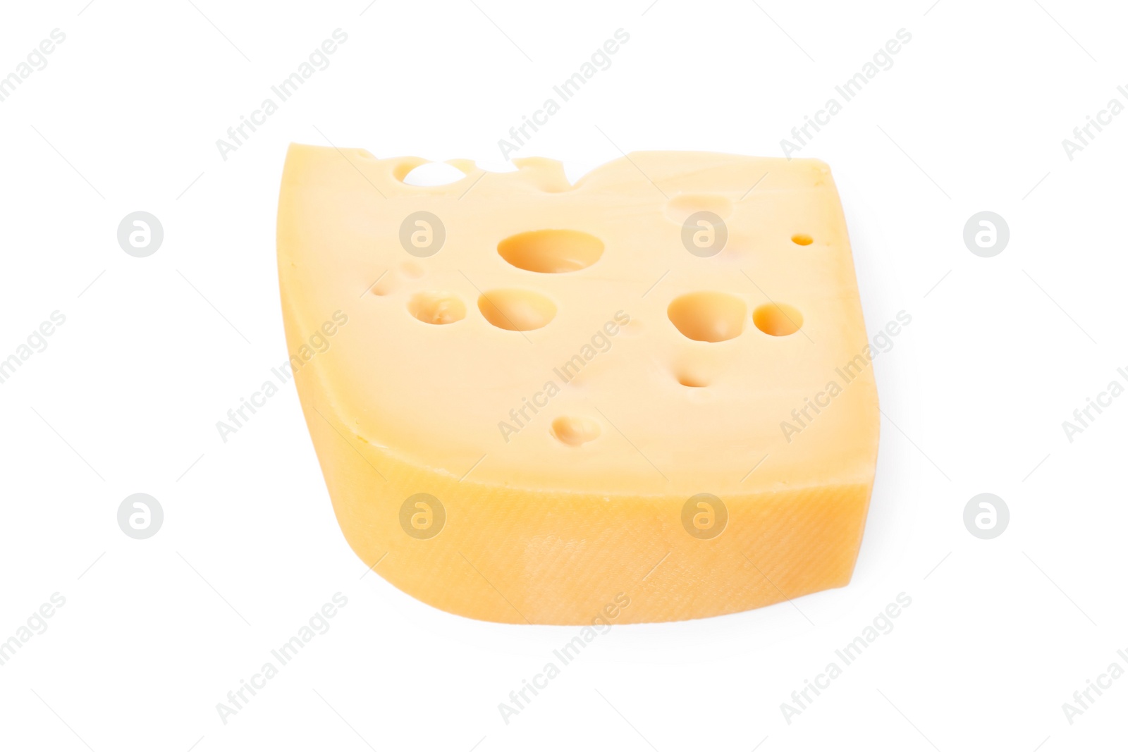 Photo of Piece of delicious cheese isolated on white