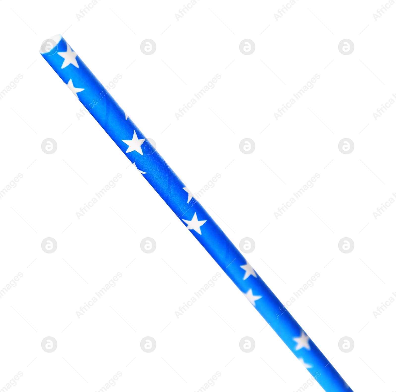 Photo of One paper straw with stars for drinking isolated on white