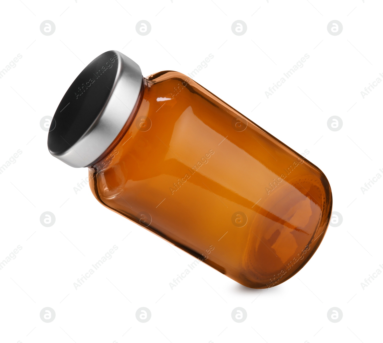 Photo of Blank glass pill bottle isolated on white