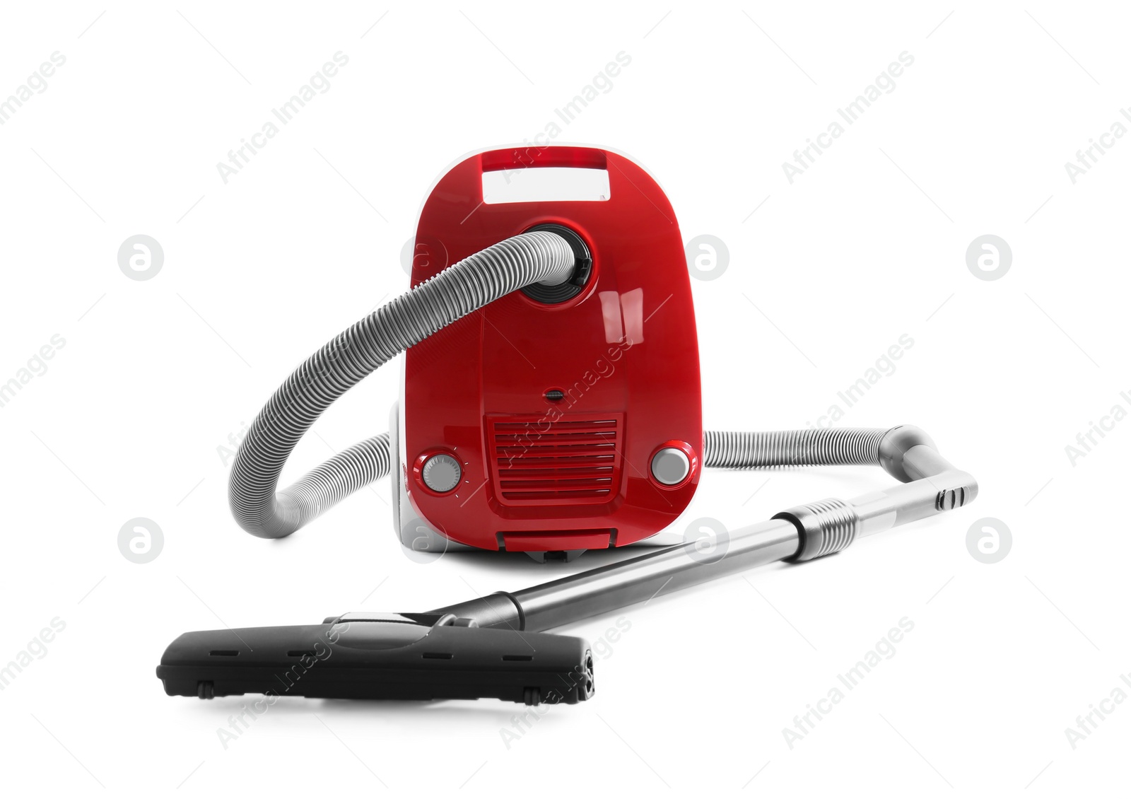 Photo of Modern red vacuum cleaner isolated on white