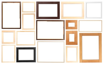 Image of Set of many different frames isolated on white