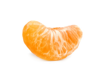 Photo of Fresh juicy tangerine segment isolated on white