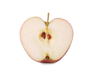 Photo of Half of ripe red apple isolated on white