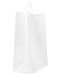 Photo of Empty shopping paper bag isolated on white