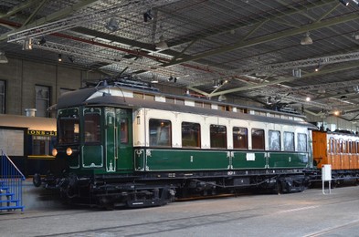 Photo of Utrecht, Netherlands - July 23, 2022: Electric locomotive on display at Spoorwegmuseum