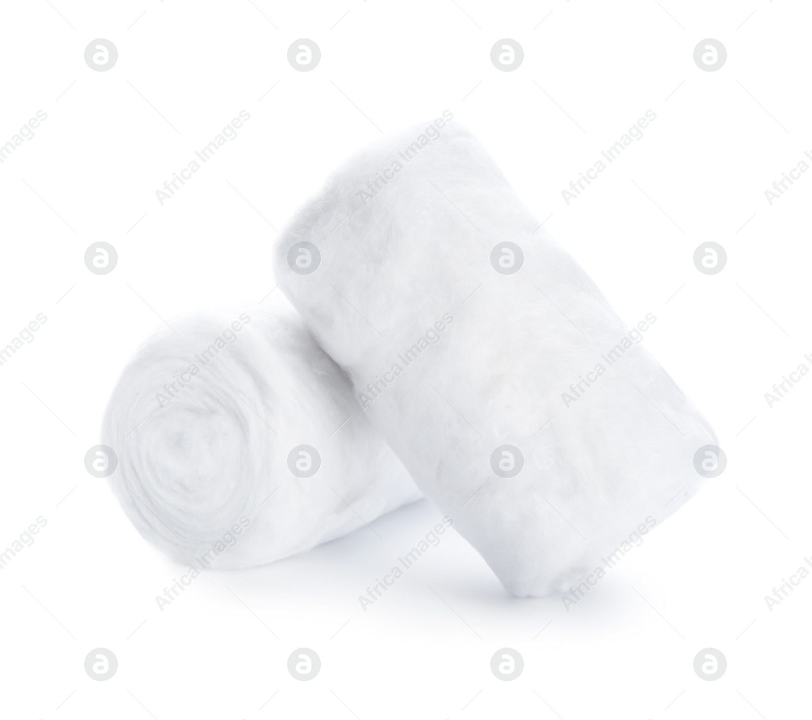 Photo of Soft clean cotton rolls on white background