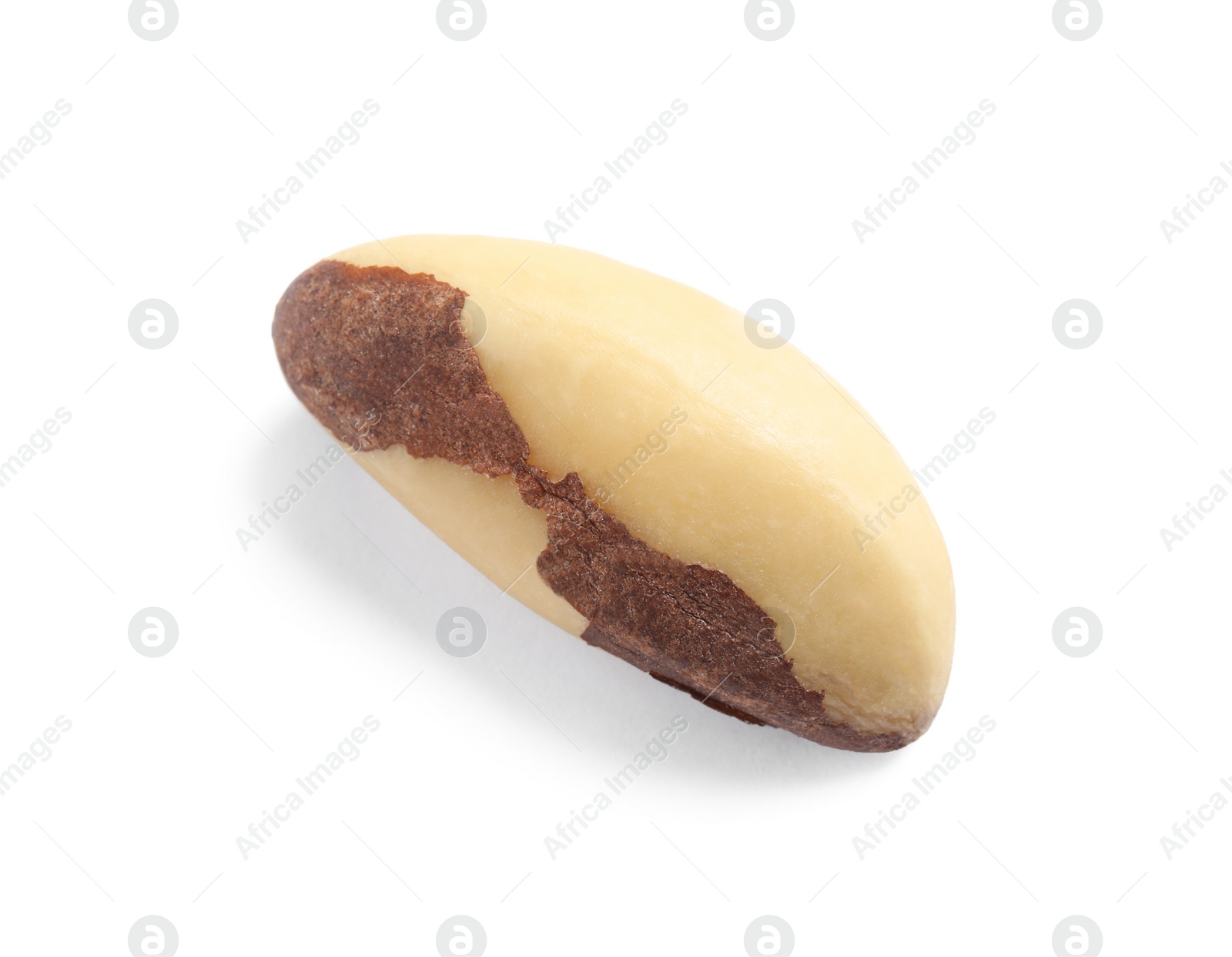 Photo of Delicious Brazil nut on white background. Healthy snack