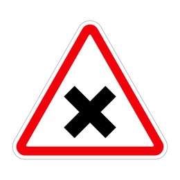 Traffic sign CROSSROAD on white background, illustration 