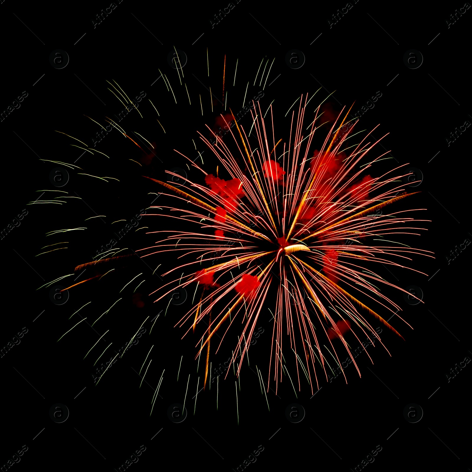 Image of Beautiful bright fireworks lighting up night sky