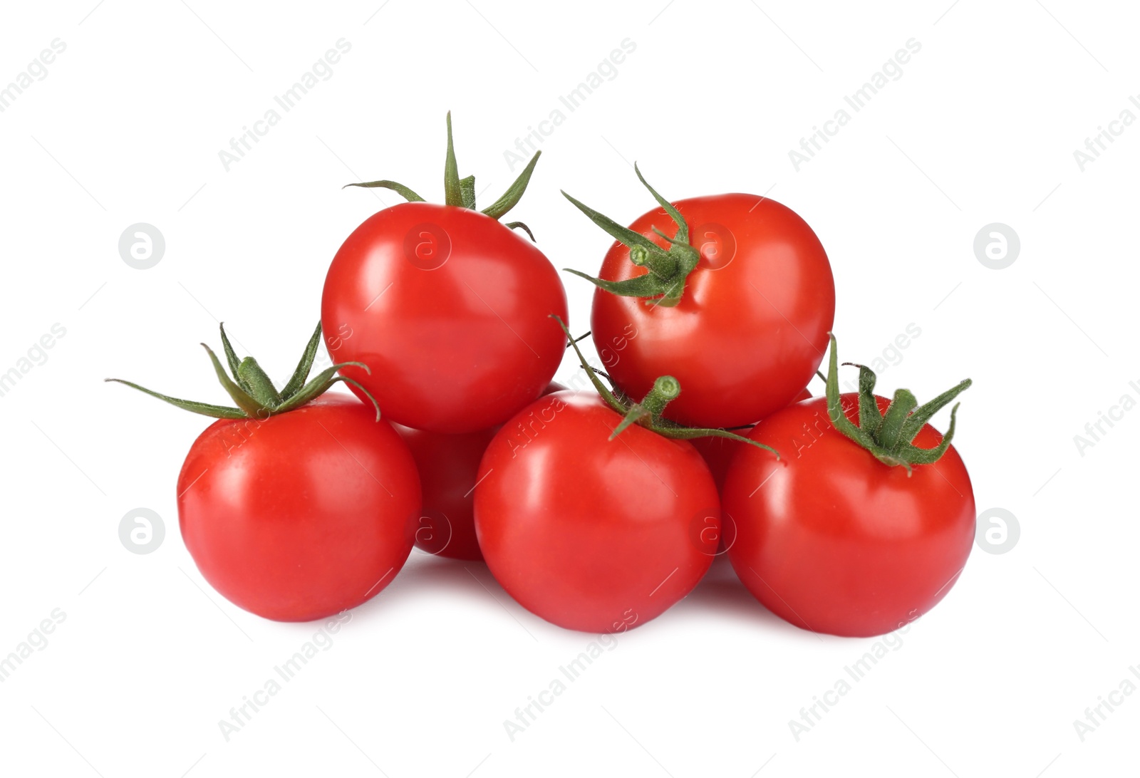 Photo of Tasty fresh raw tomatoes isolated on white