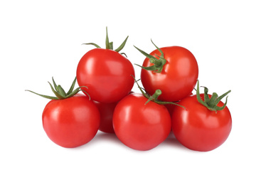 Tasty fresh raw tomatoes isolated on white