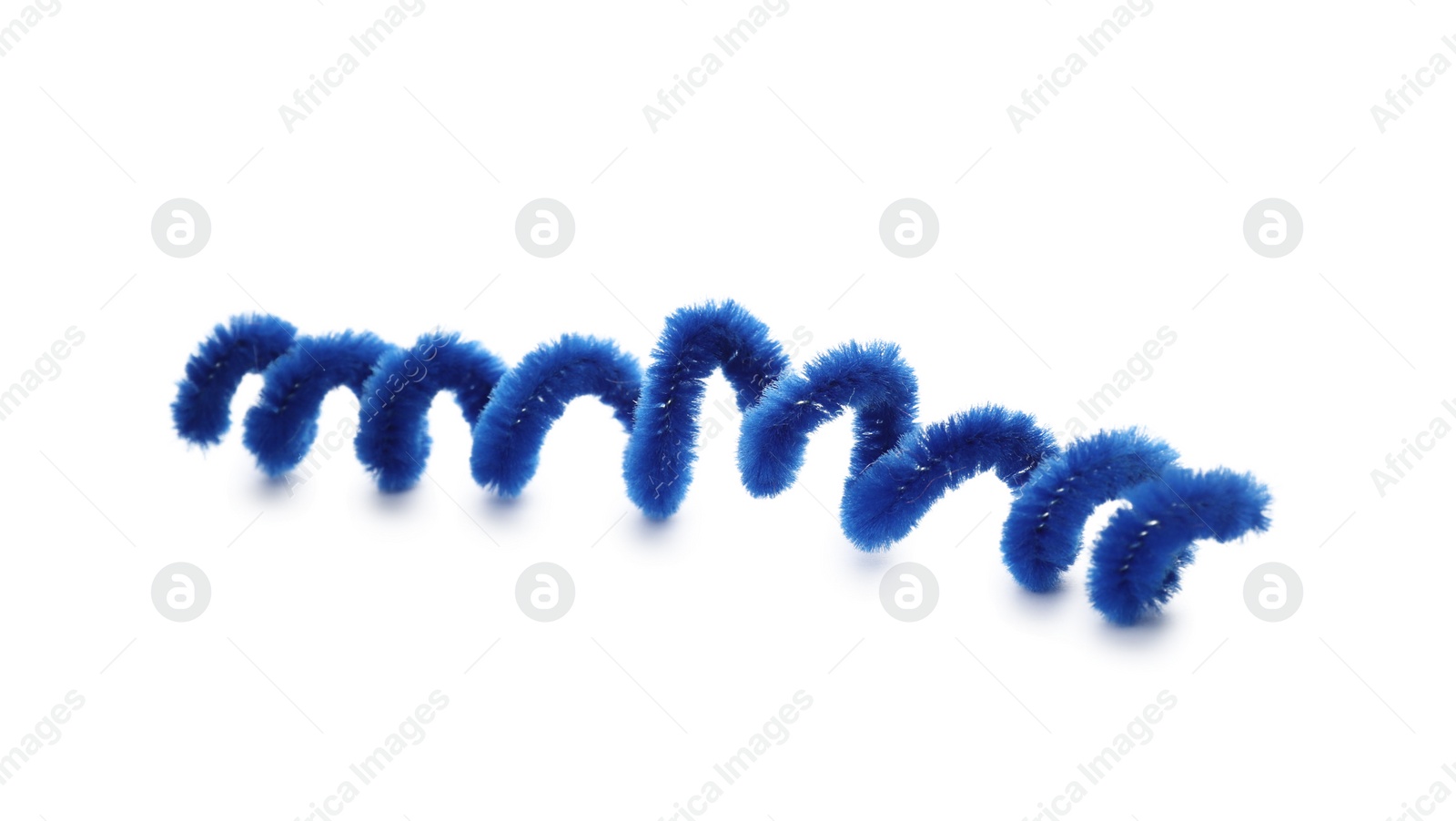 Photo of Blue fluffy wire isolated on white. Party item