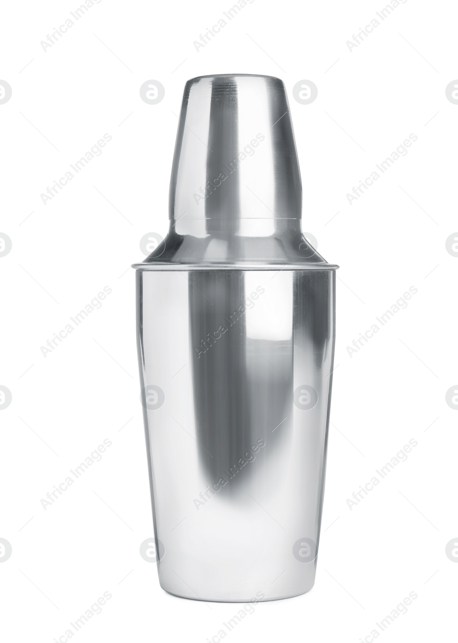 Photo of Metal shaker for cocktail isolated on white