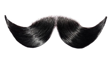 Photo of Stylish artificial black moustache isolated on white