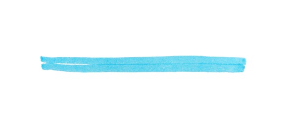Photo of Strip drawn with light blue marker isolated on white, top view