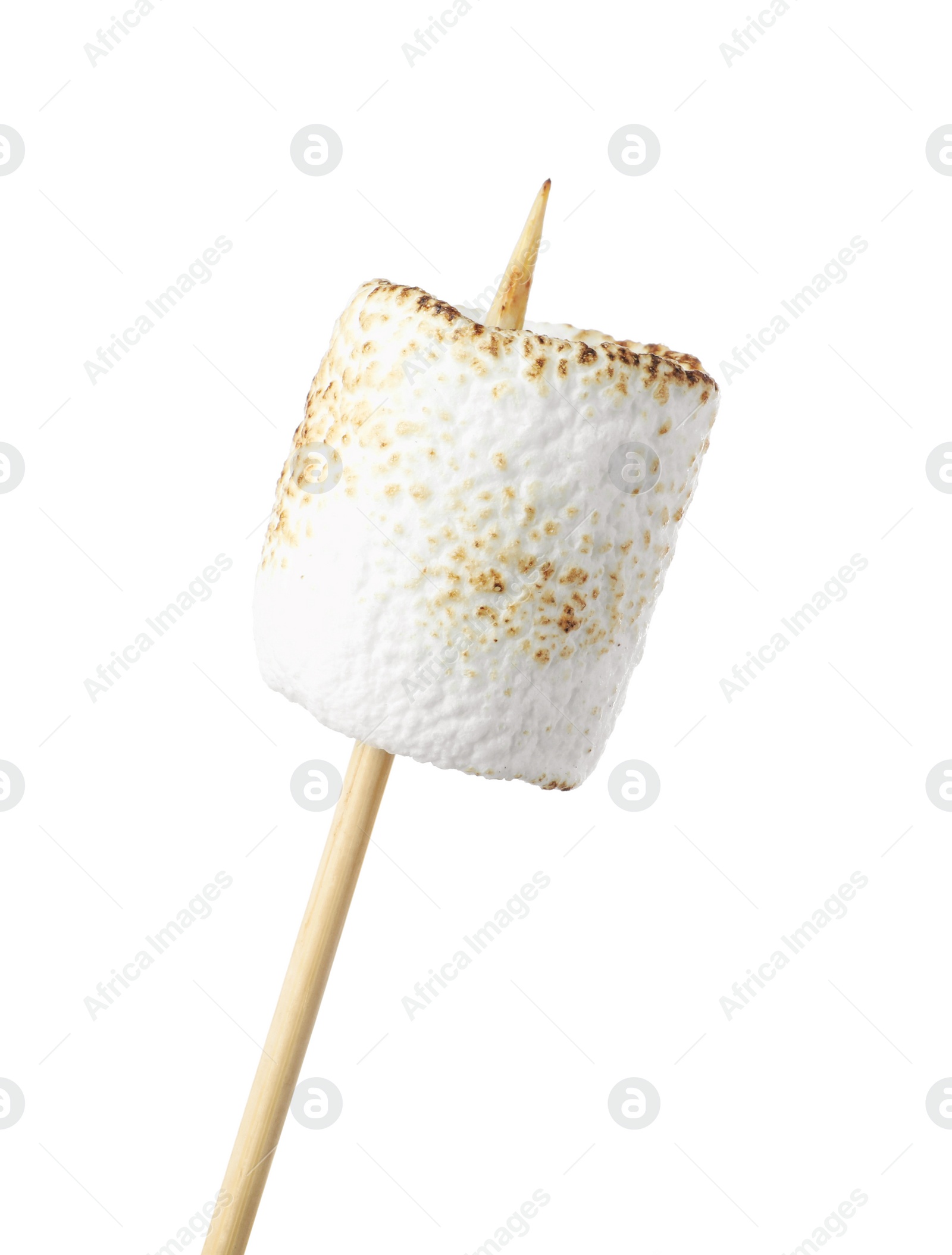 Photo of Stick with roasted marshmallow isolated on white