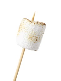 Stick with roasted marshmallow isolated on white