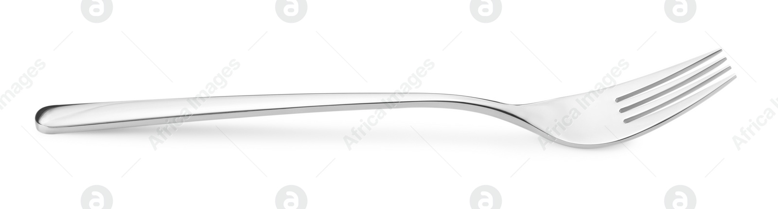 Photo of One shiny silver fork isolated on white