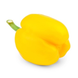 Photo of Ripe yellow bell pepper isolated on white