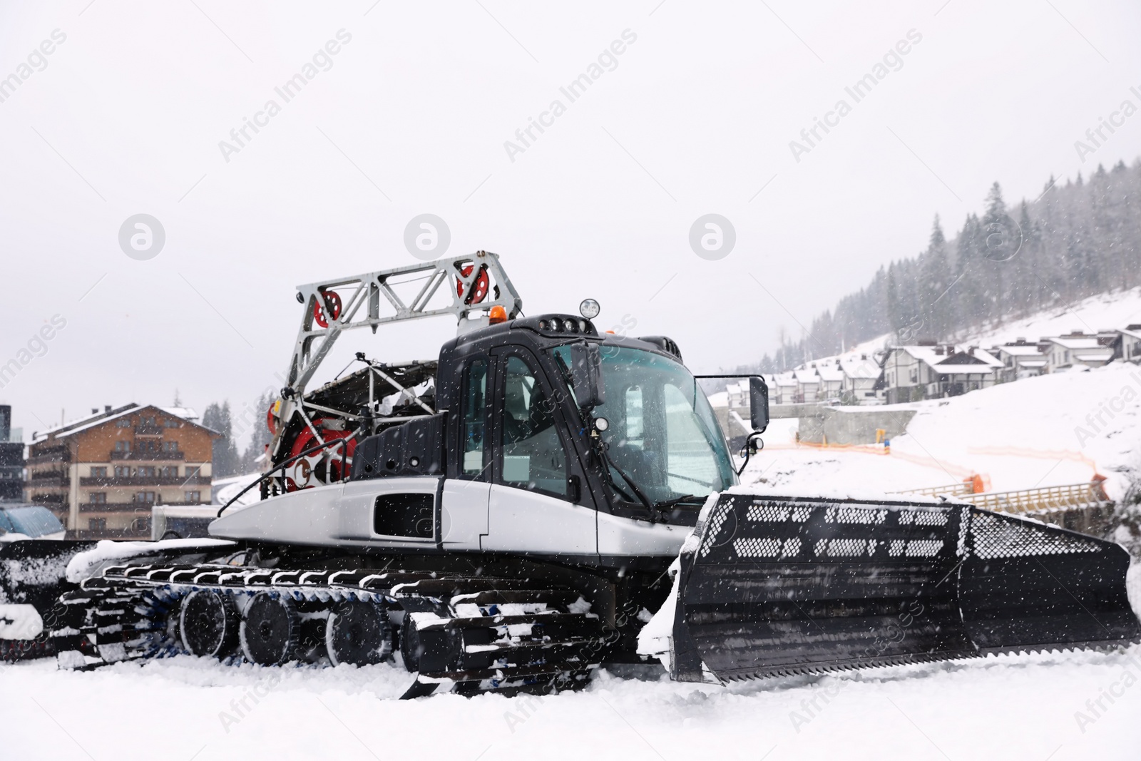 Photo of New modern snow plow at mountain resort