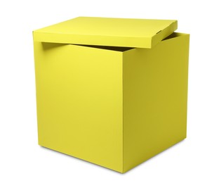 Yellow gift box with cap isolated on white