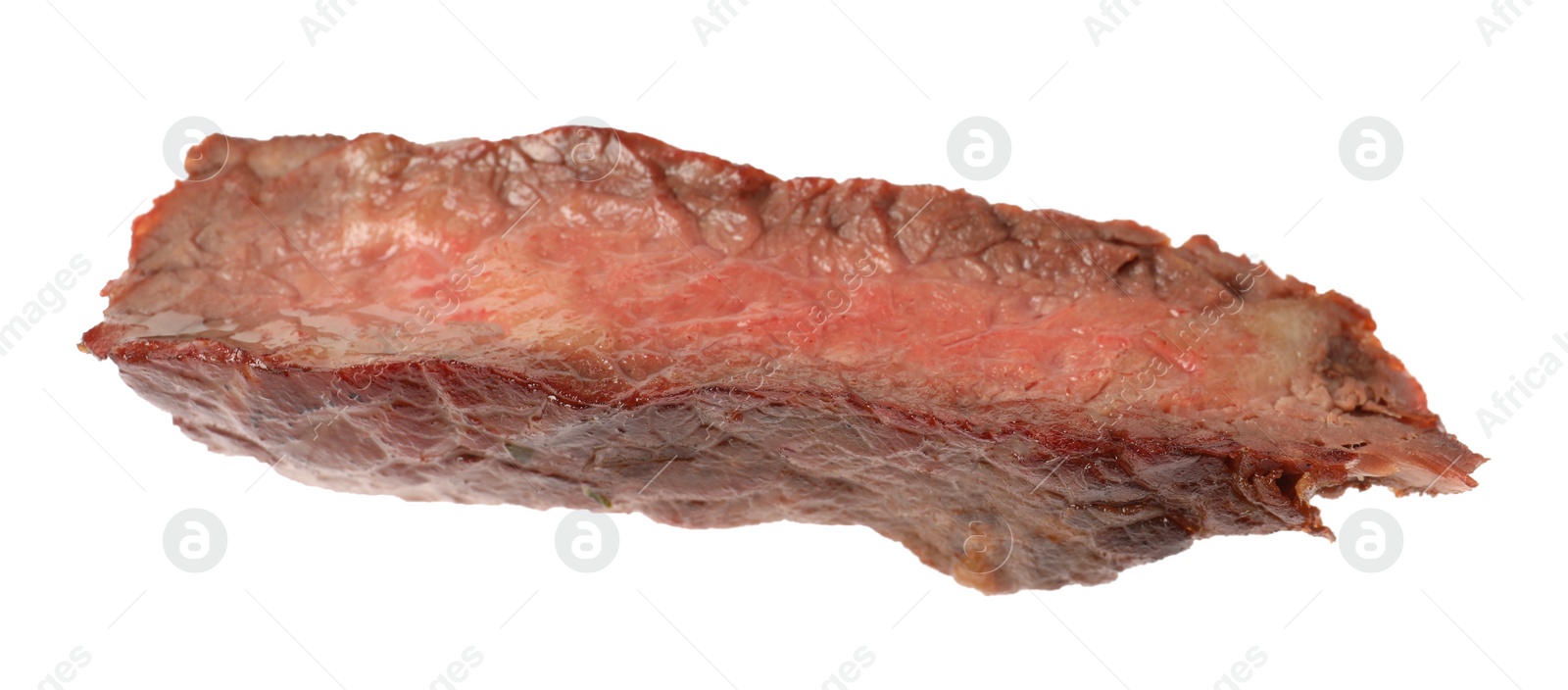 Photo of Piece of delicious grilled beef isolated on white