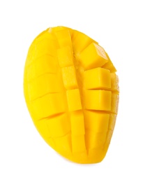 Photo of Fresh juicy mango half on white background