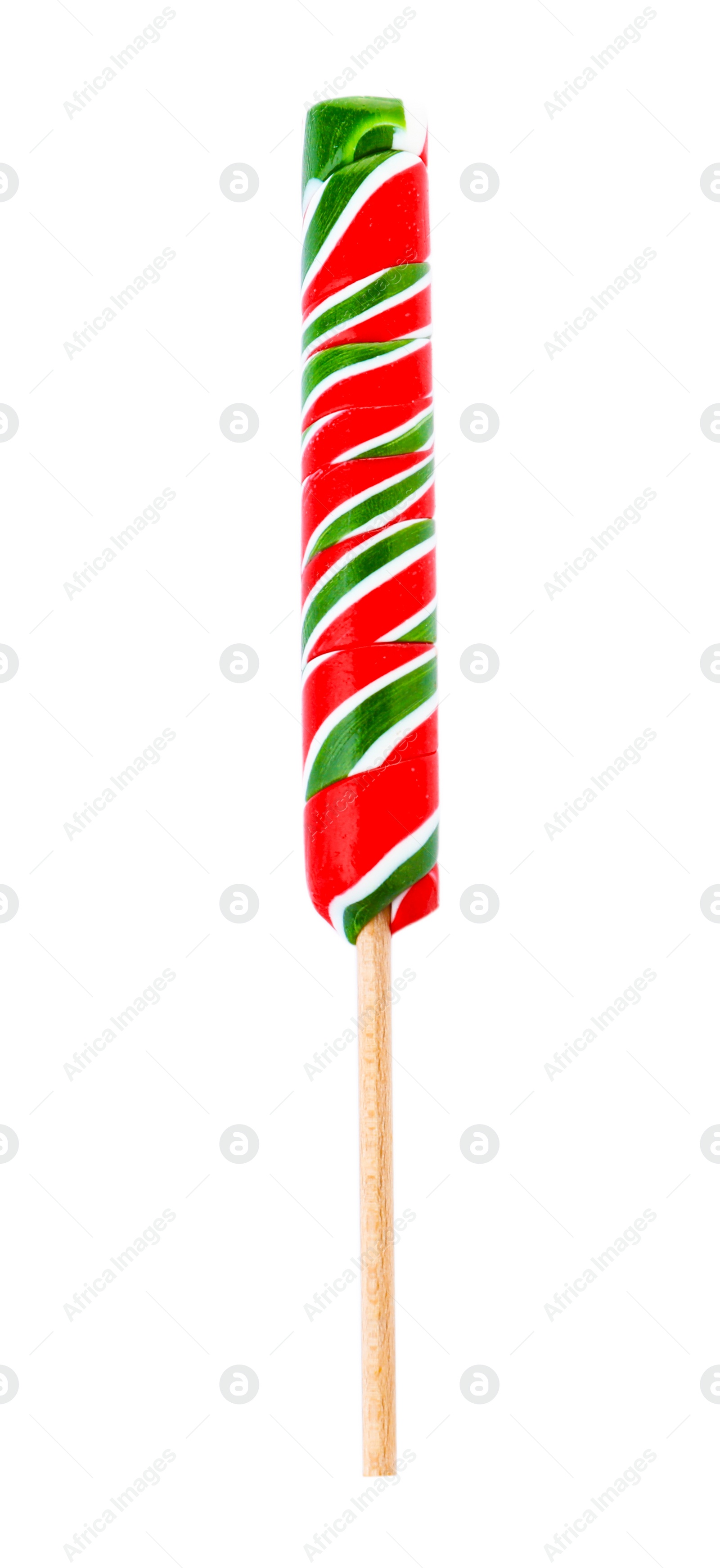 Photo of Tasty colorful fruit flavored candy on white background