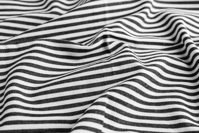 Texture of white striped fabric as background, closeup