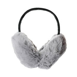 Stylish warm soft earmuffs isolated on white