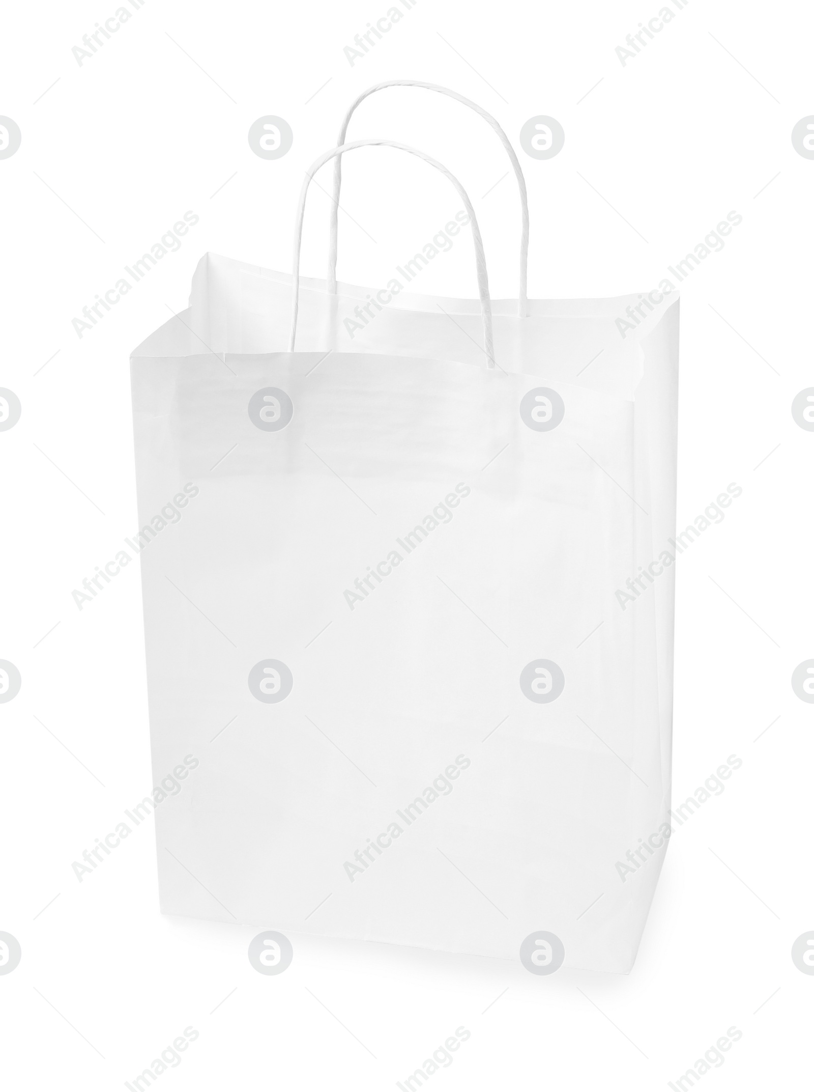 Photo of Empty shopping paper bag isolated on white