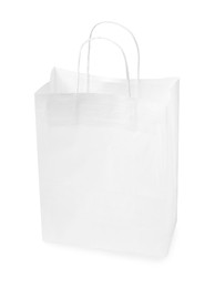 Photo of Empty shopping paper bag isolated on white