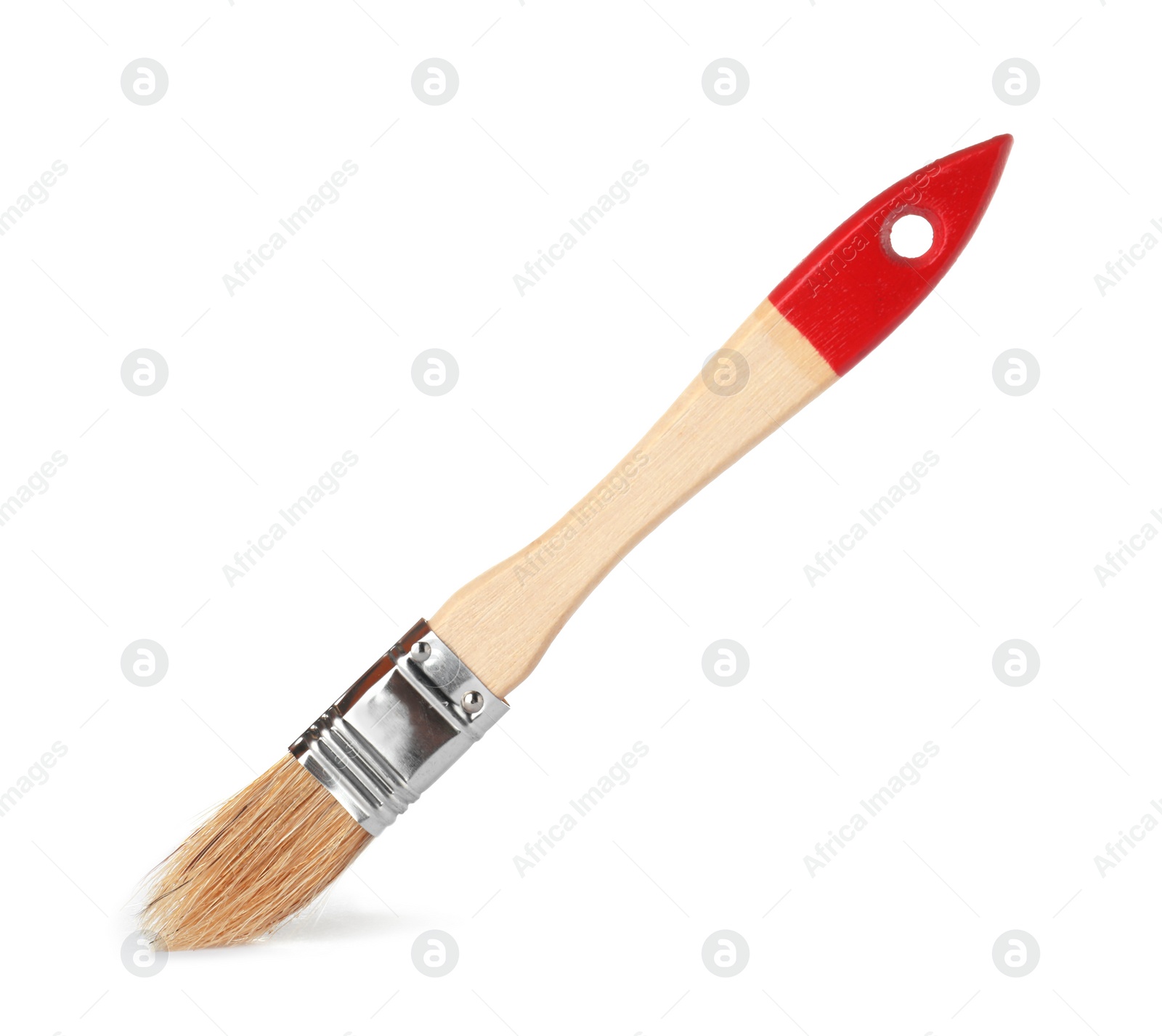 Photo of New paint brush on white background. Decorating tool