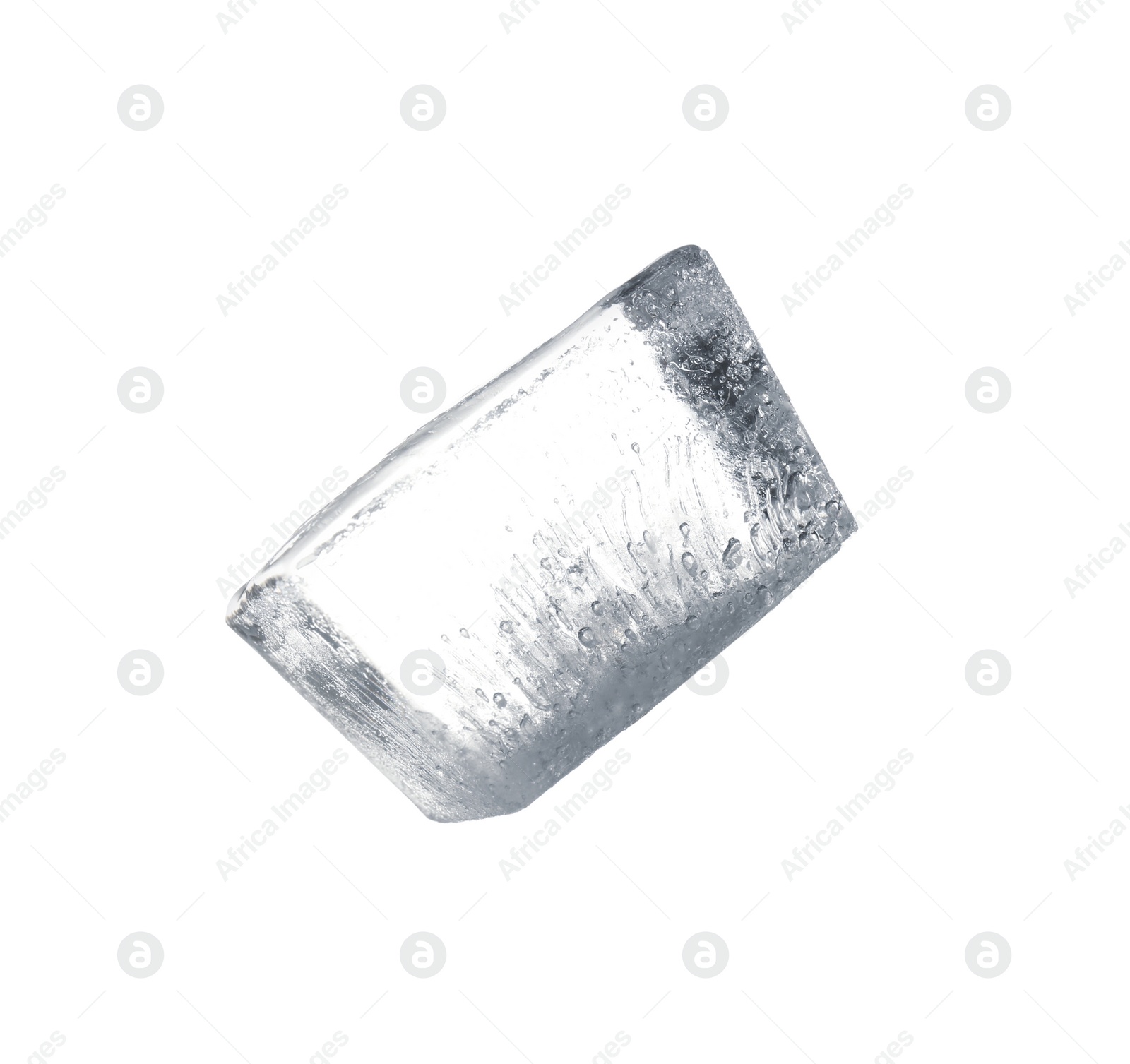 Photo of Crystal clear ice cube isolated on white