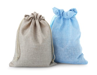 Photo of Two tied burlap bags isolated on white