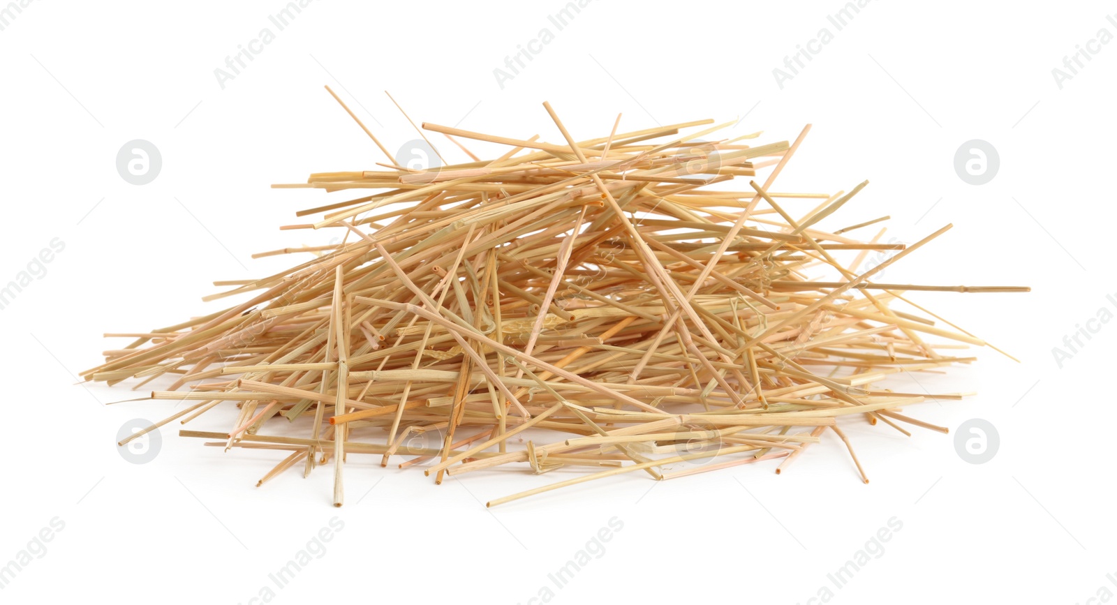 Photo of Heap of dried hay on white background