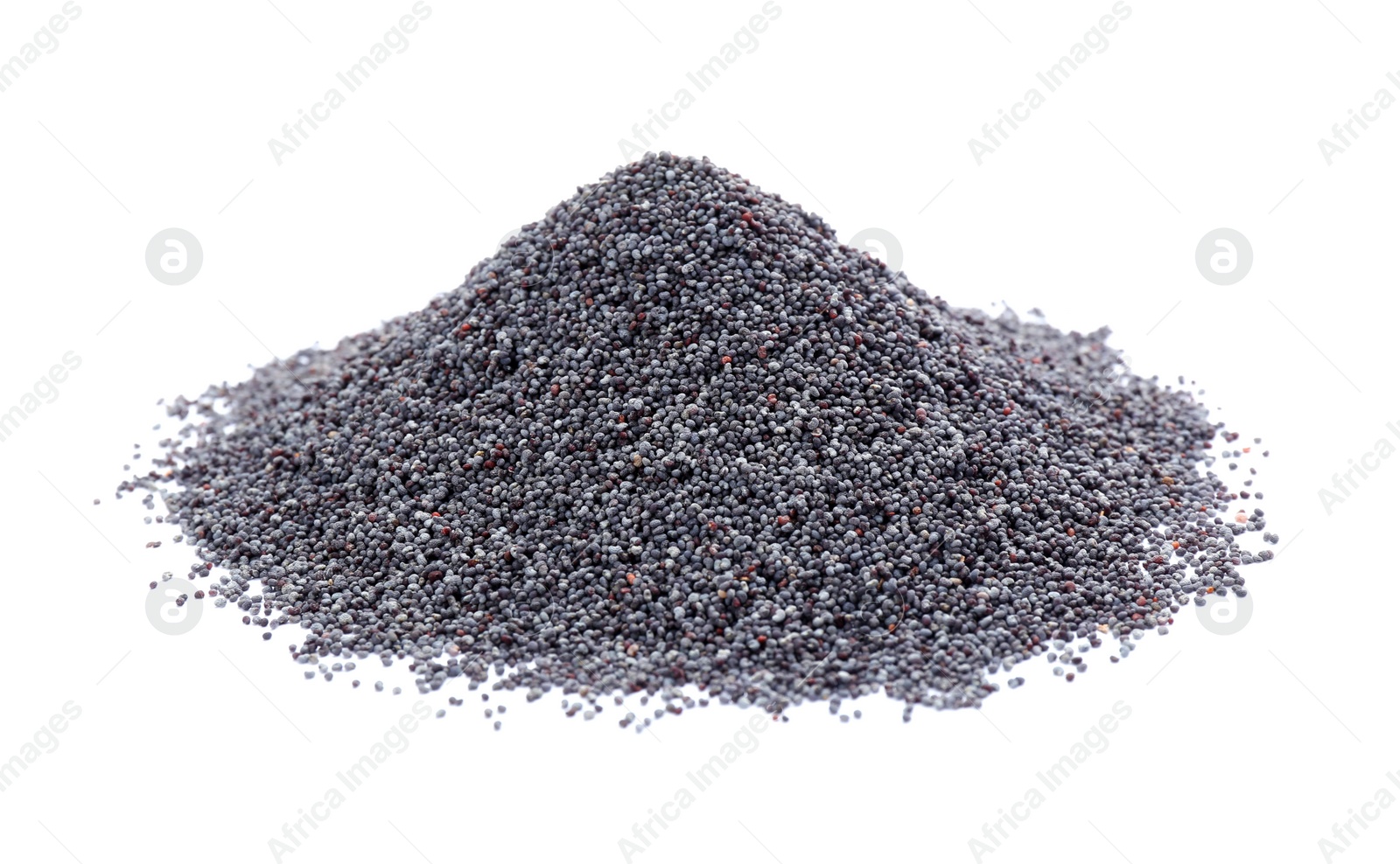 Photo of Pile of dry poppy seeds isolated on white