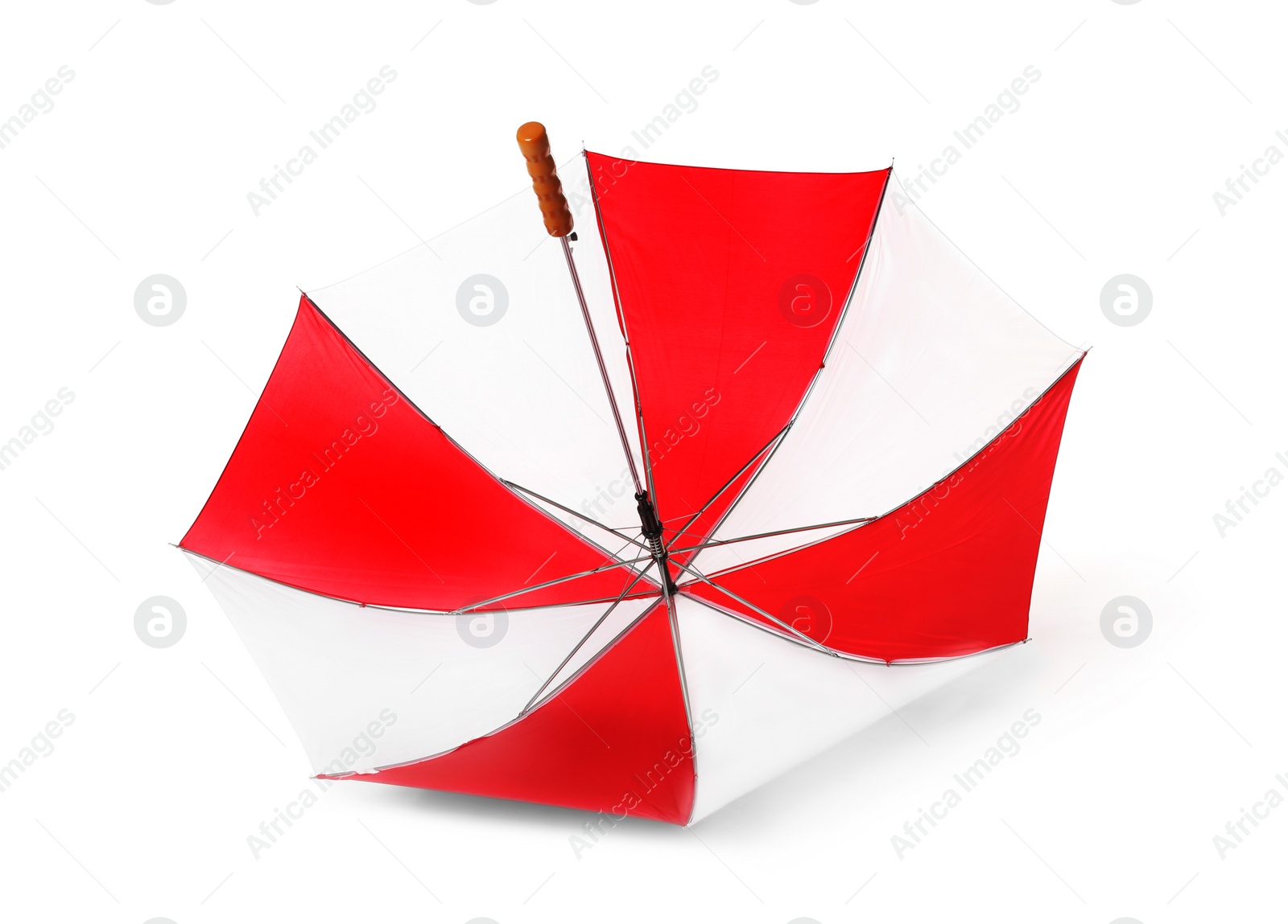 Photo of Modern opened bright umbrella isolated on white