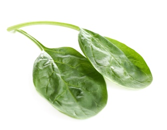 Fresh green healthy baby spinach leaves isolated on white