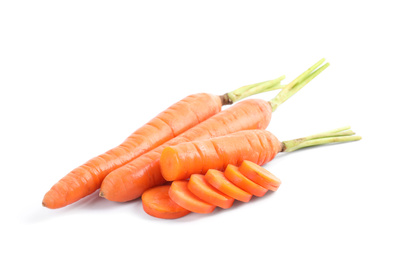 Photo of Fresh ripe juicy carrots isolated on white