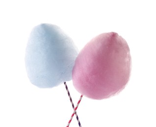 Sweet color cotton candies isolated on white