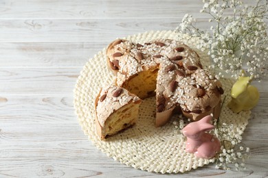 Photo of Delicious Italian Easter dove cake (traditional Colomba di Pasqua), space for text