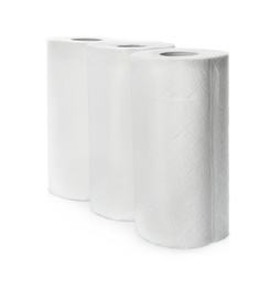 Rolls of paper tissues on white background