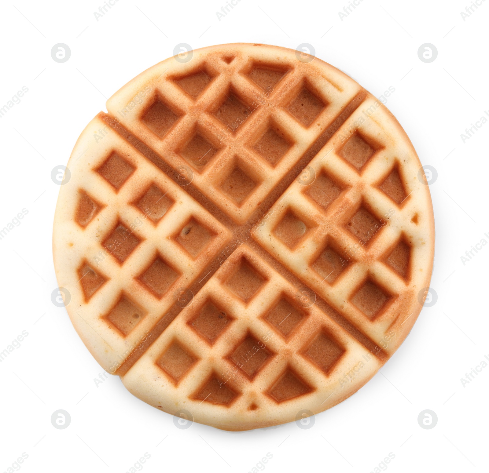 Photo of One tasty Belgian waffle isolated on white