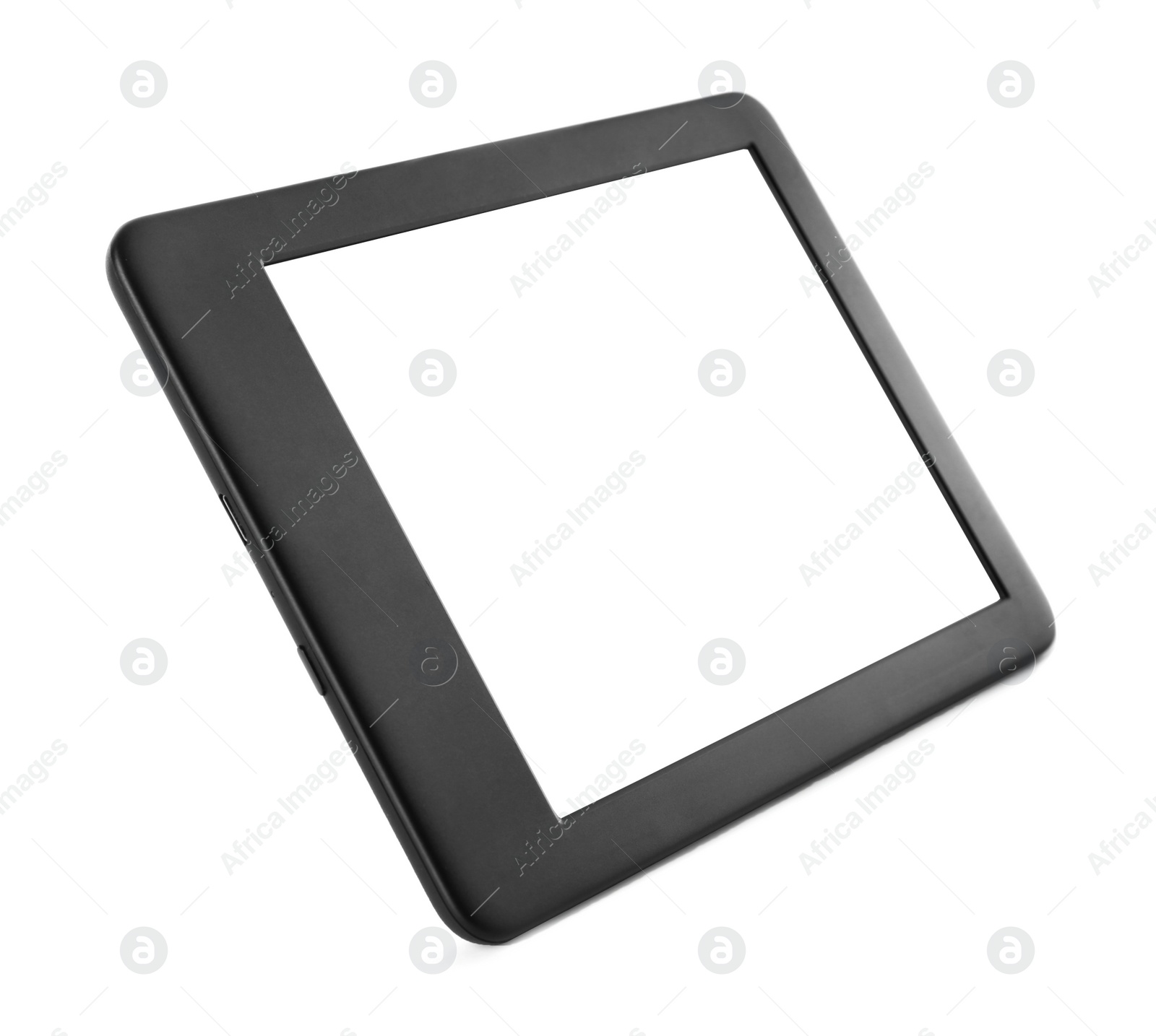 Photo of Modern e-book reader with blank screen isolated on white