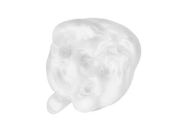 Sample of face gel on white background, top view