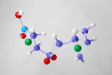 Photo of Structure of molecule on white background. Chemical model