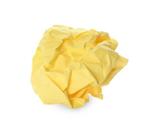Crumpled sheet of yellow paper isolated on white