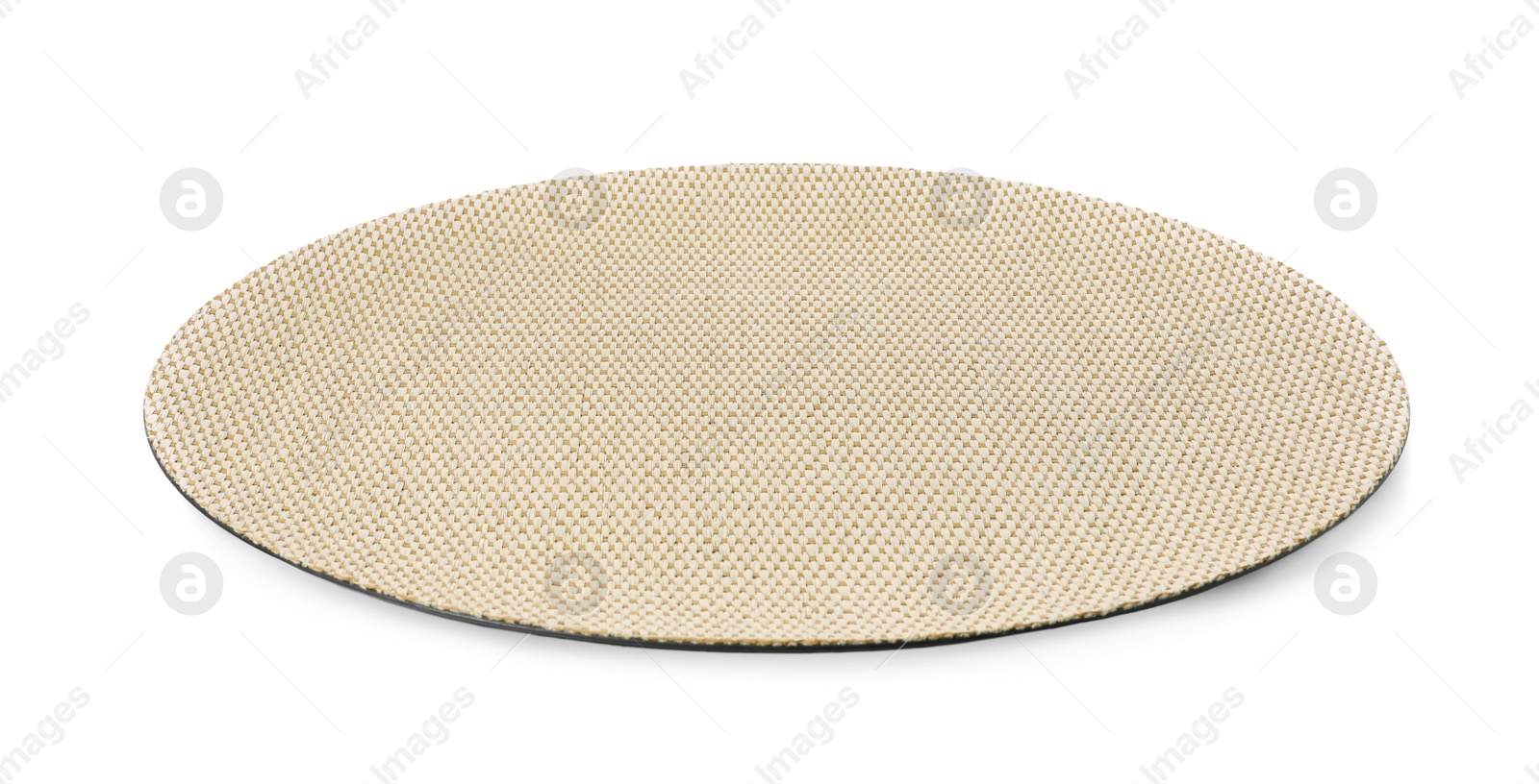 Photo of Round wicker decor element isolated on white