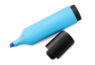 Bright blue marker isolated on white, top view